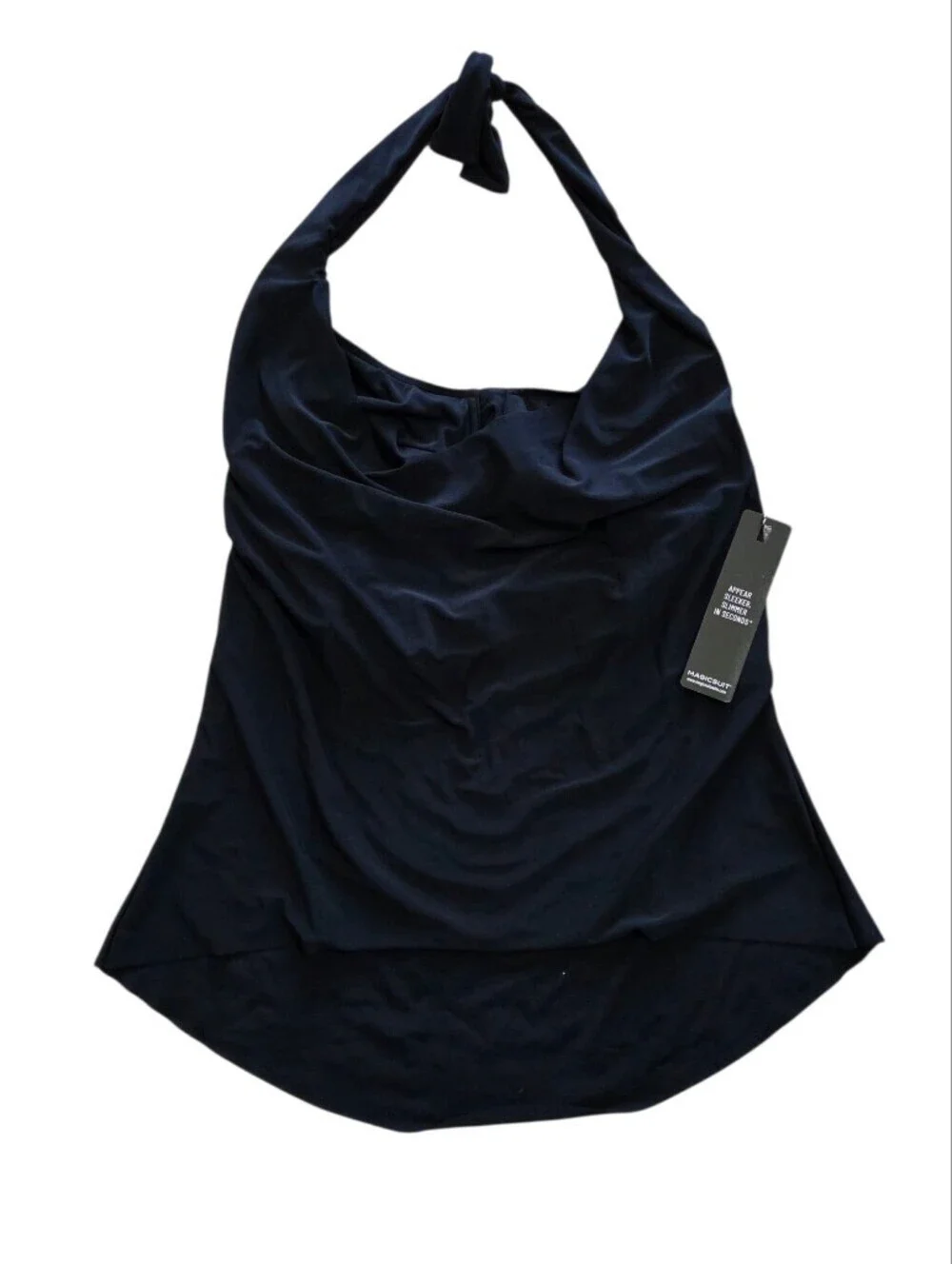 NWT MagicSuit Black Sophie Draped Neck Halter Style Tankini Swim Top Size US 8